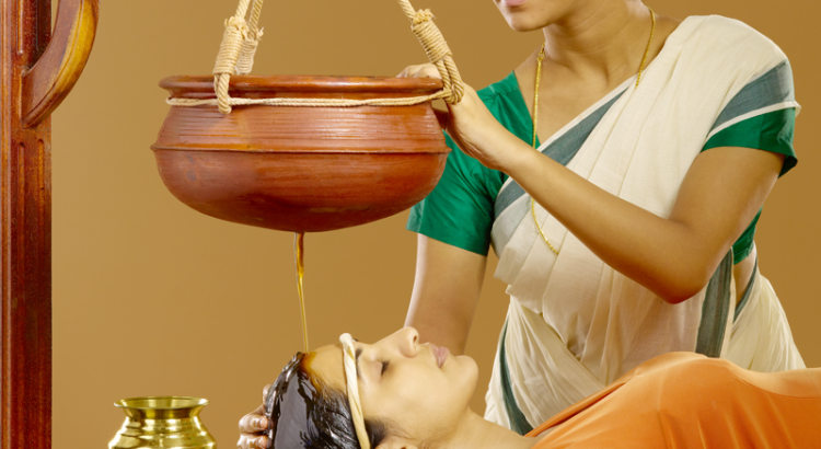 Shirodhara Therapy - Warm oil poured on forehead for mental calm